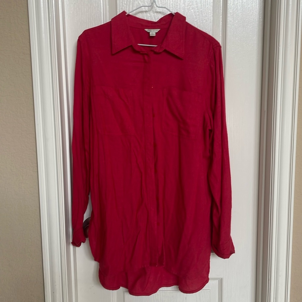 Cato button down red shirt with pockets size large